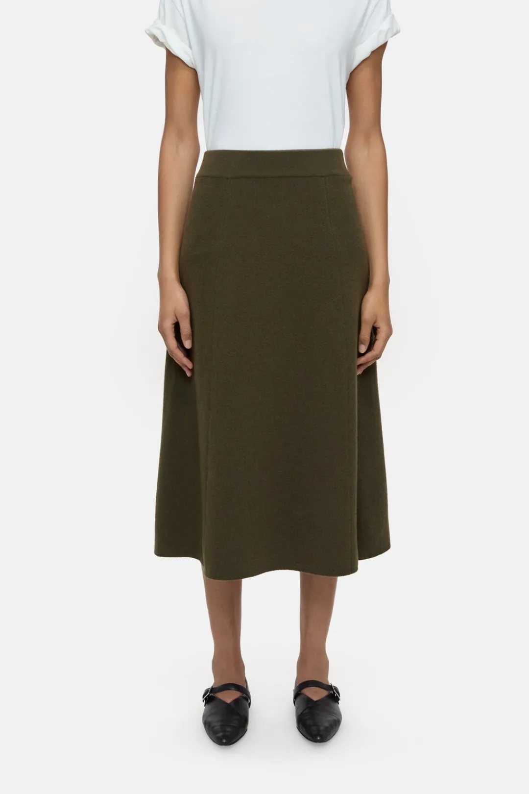 Closed A-line knitted skirt Ver green Hot