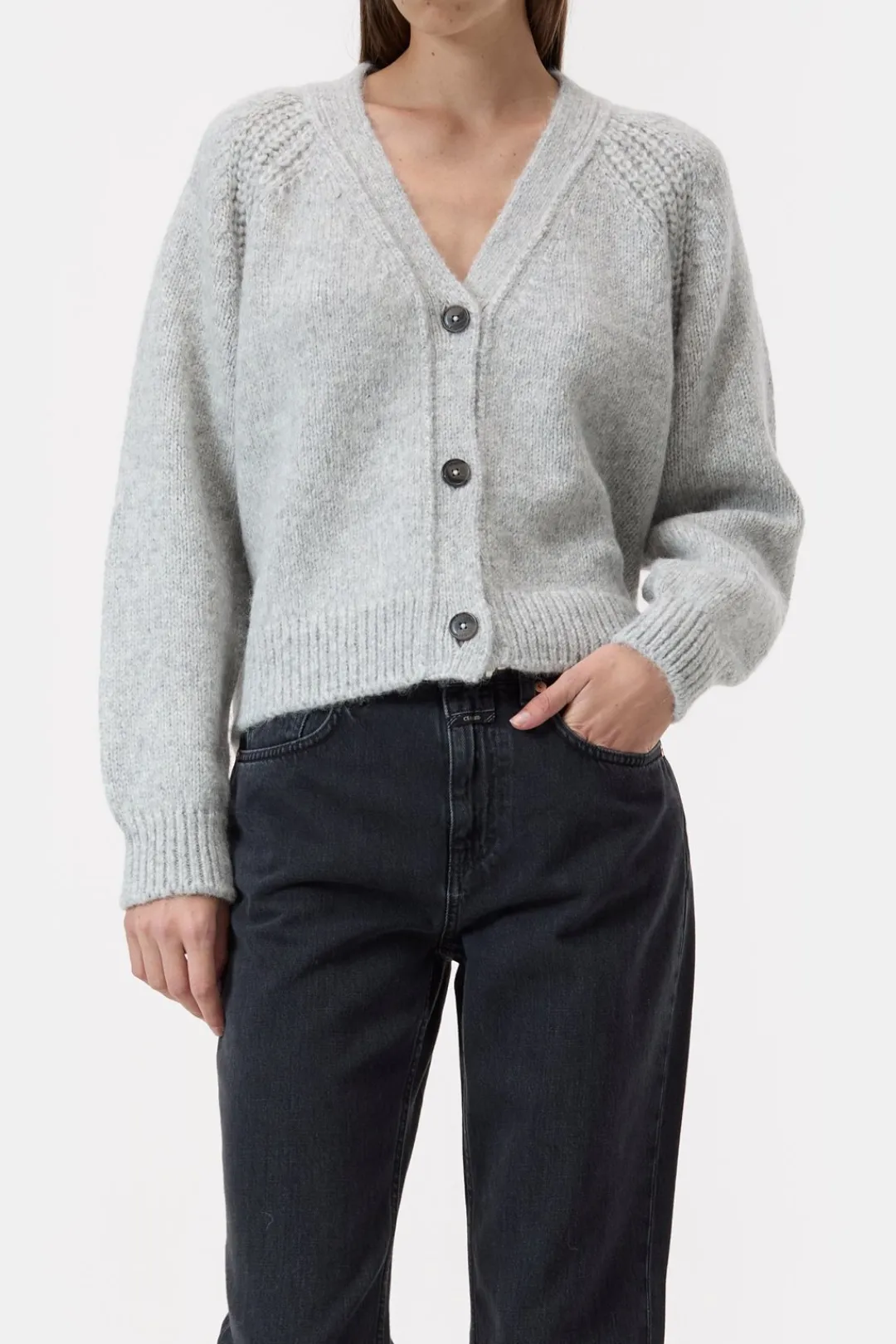 Closed Alpaca-mix cardigan Light grey melange Discount