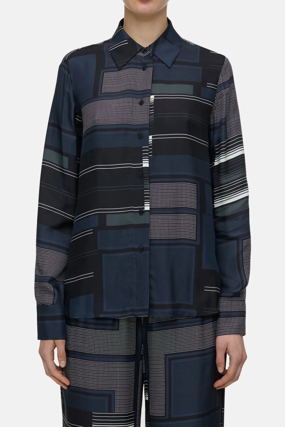 Closed Blouse with print Smokey blue