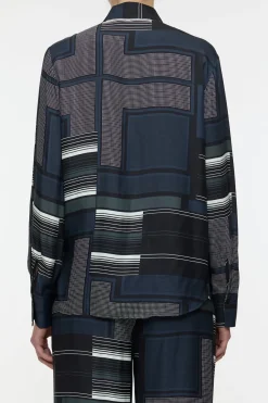 Closed Blouse with print Smokey blue