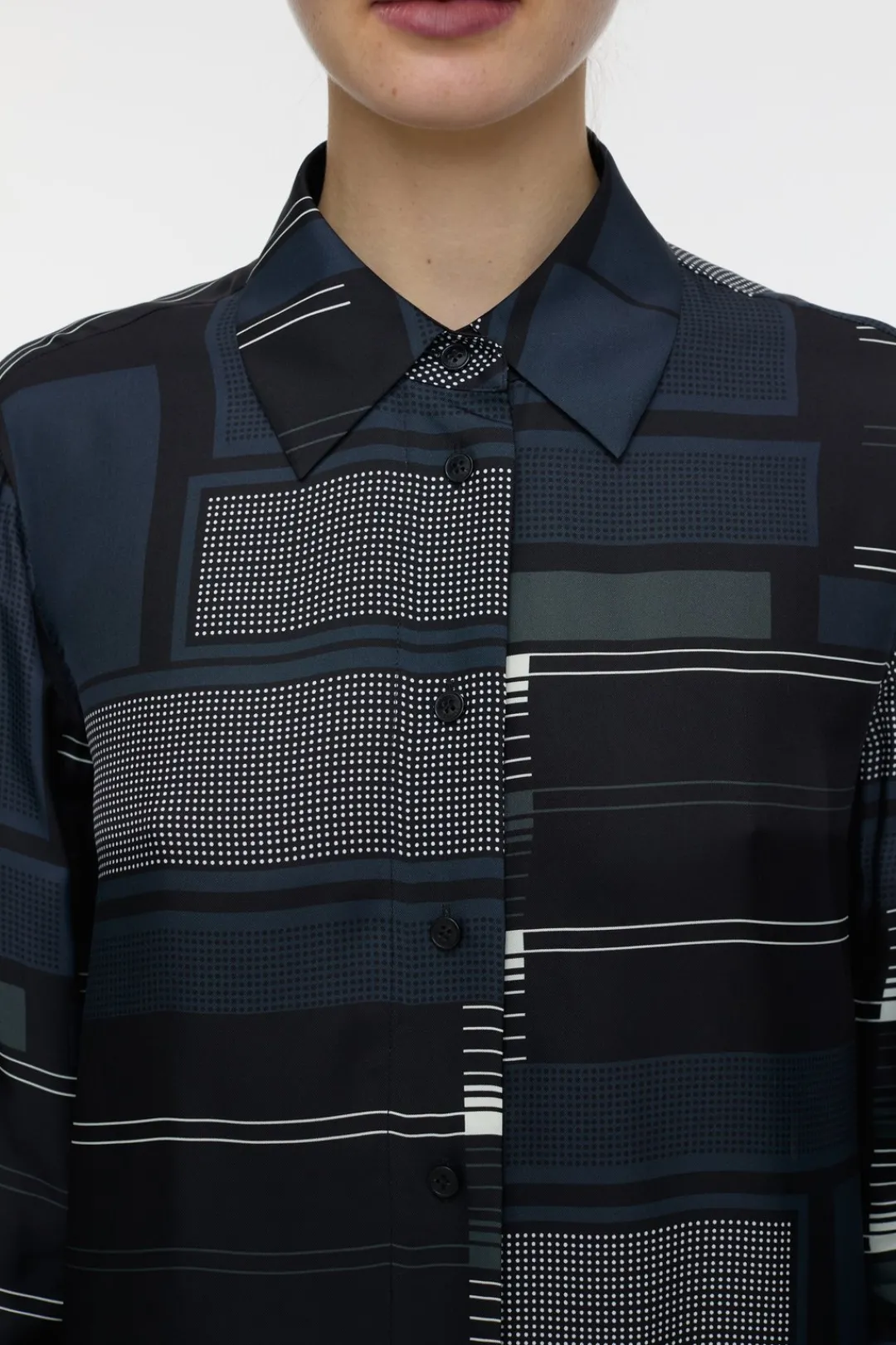 Closed Blouse with print Smokey blue