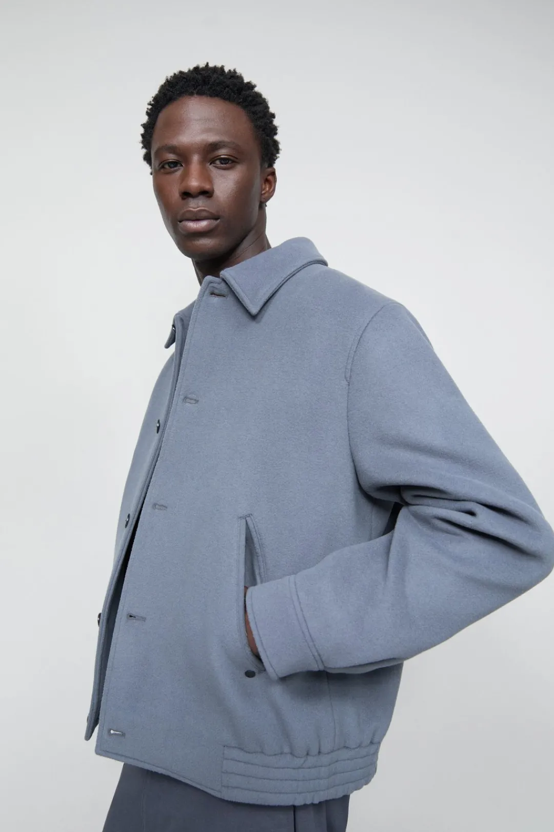 Closed Blouson in virgin wool mix Washed stone New