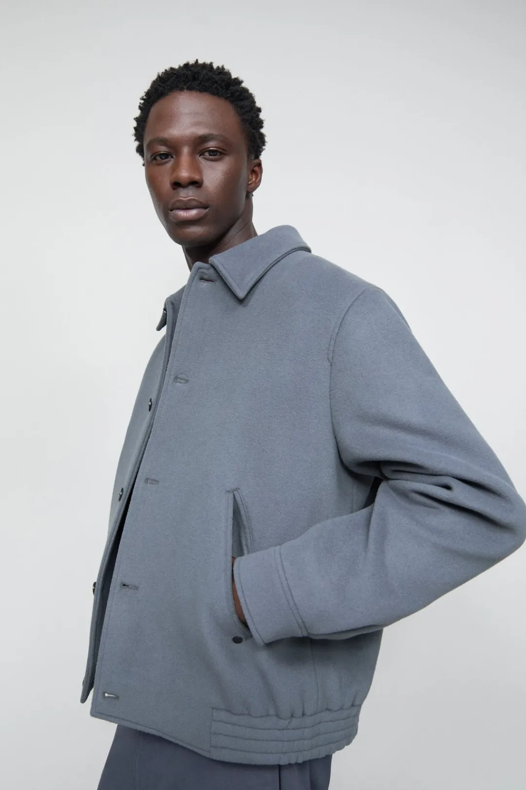 Closed Blouson in virgin wool mix Washed stone New