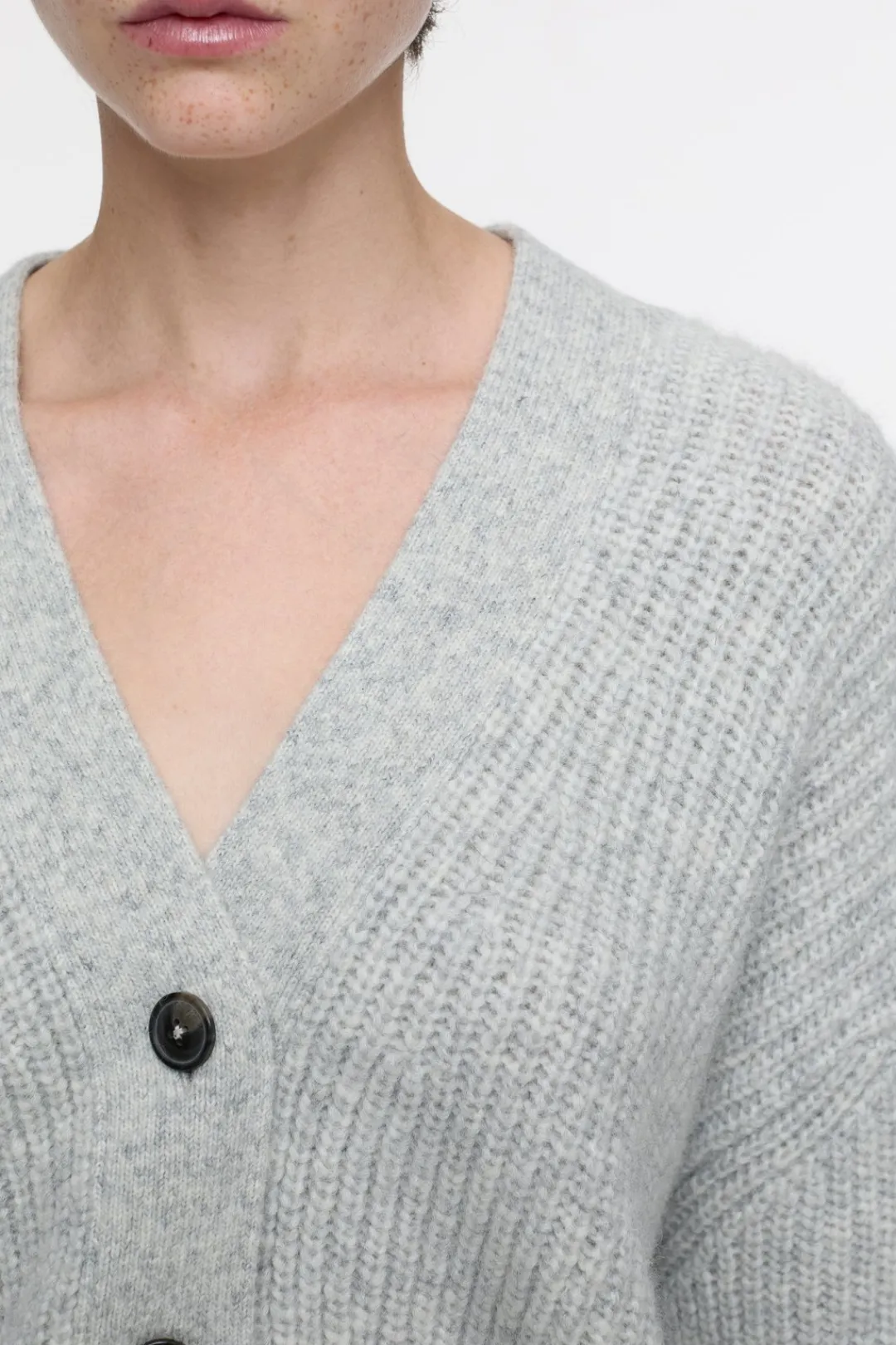 Closed Cardigan made from alpaca mix Light grey melange Outlet