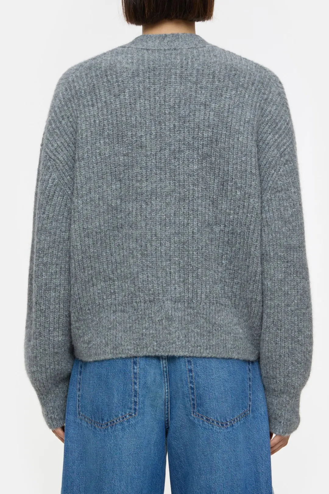 Closed Cardigan made from alpaca and wool mix Grey heather melange Online