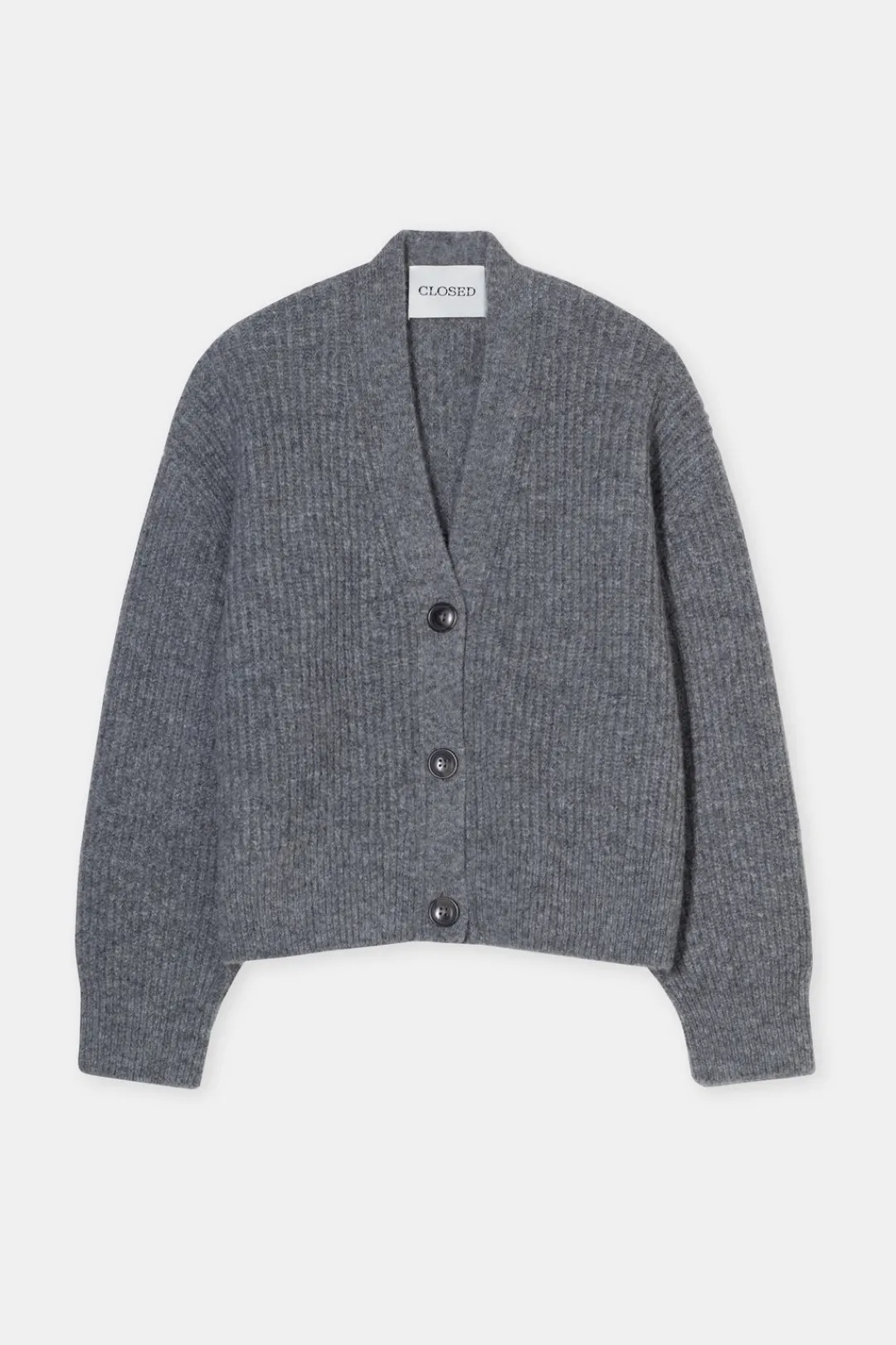 Closed Cardigan made from alpaca and wool mix Grey heather melange Online