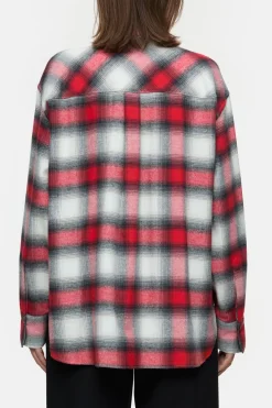 Closed Chequered shirt blouse Hibiscus red Sale