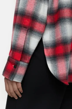Closed Chequered shirt blouse Hibiscus red Sale
