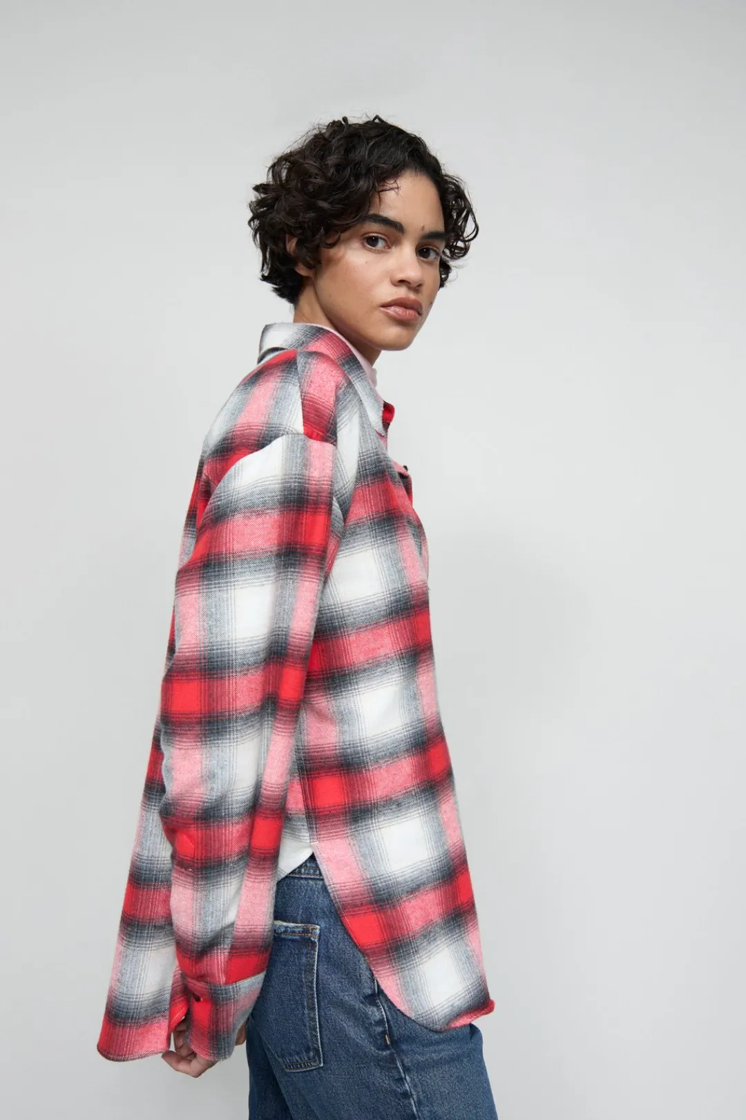 Closed Chequered shirt blouse Hibiscus red Sale