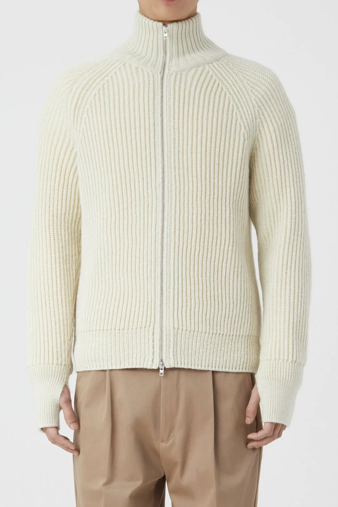 Closed Collar Cardigan Ivory Sale