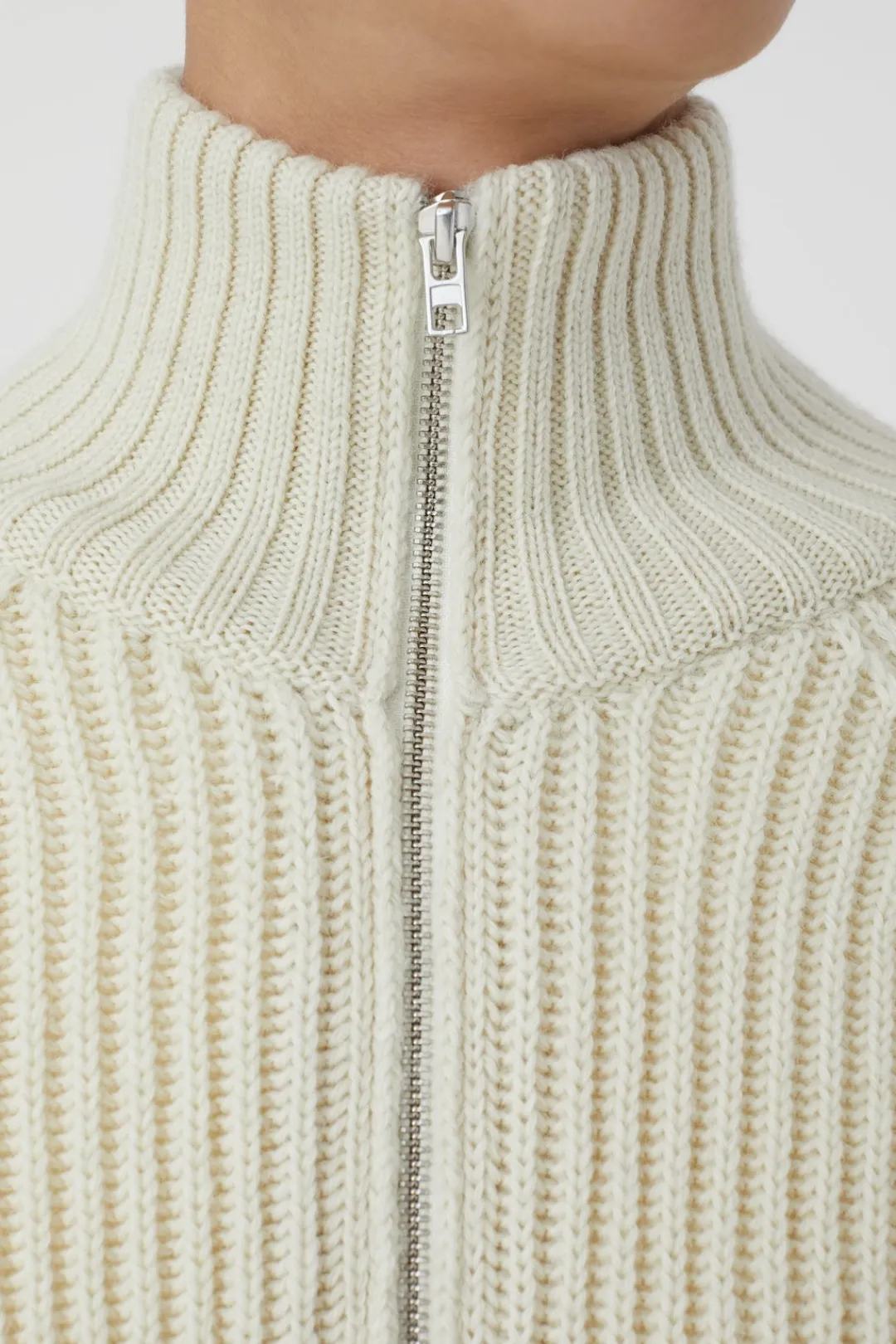 Closed Collar Cardigan Ivory Sale
