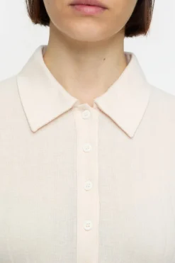 Closed Cotton blend polo shirt Dusty rose Discount