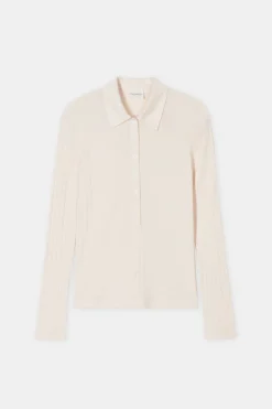 Closed Cotton blend polo shirt Dusty rose Discount