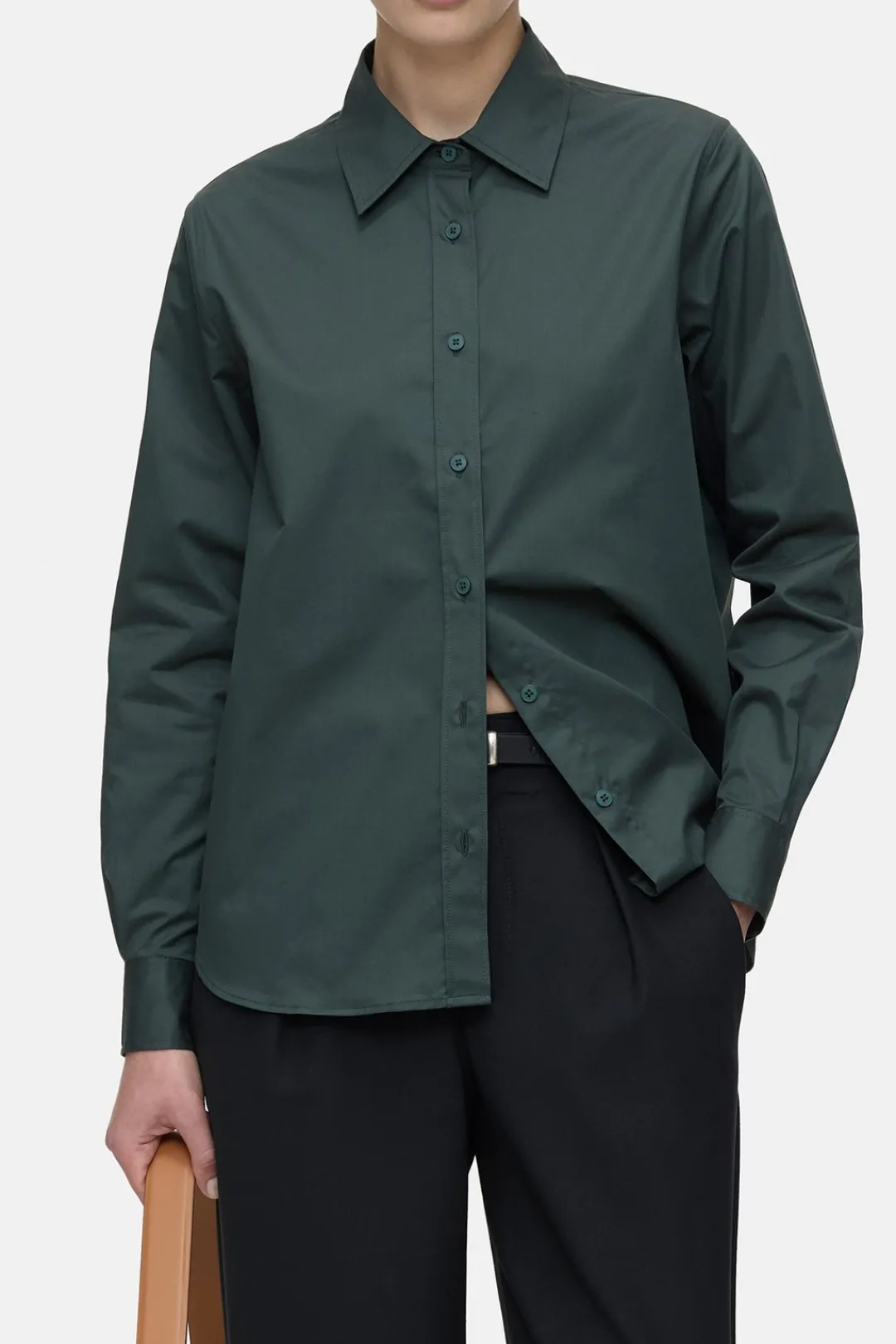 Closed Cotton poplin blouse Pini green Best