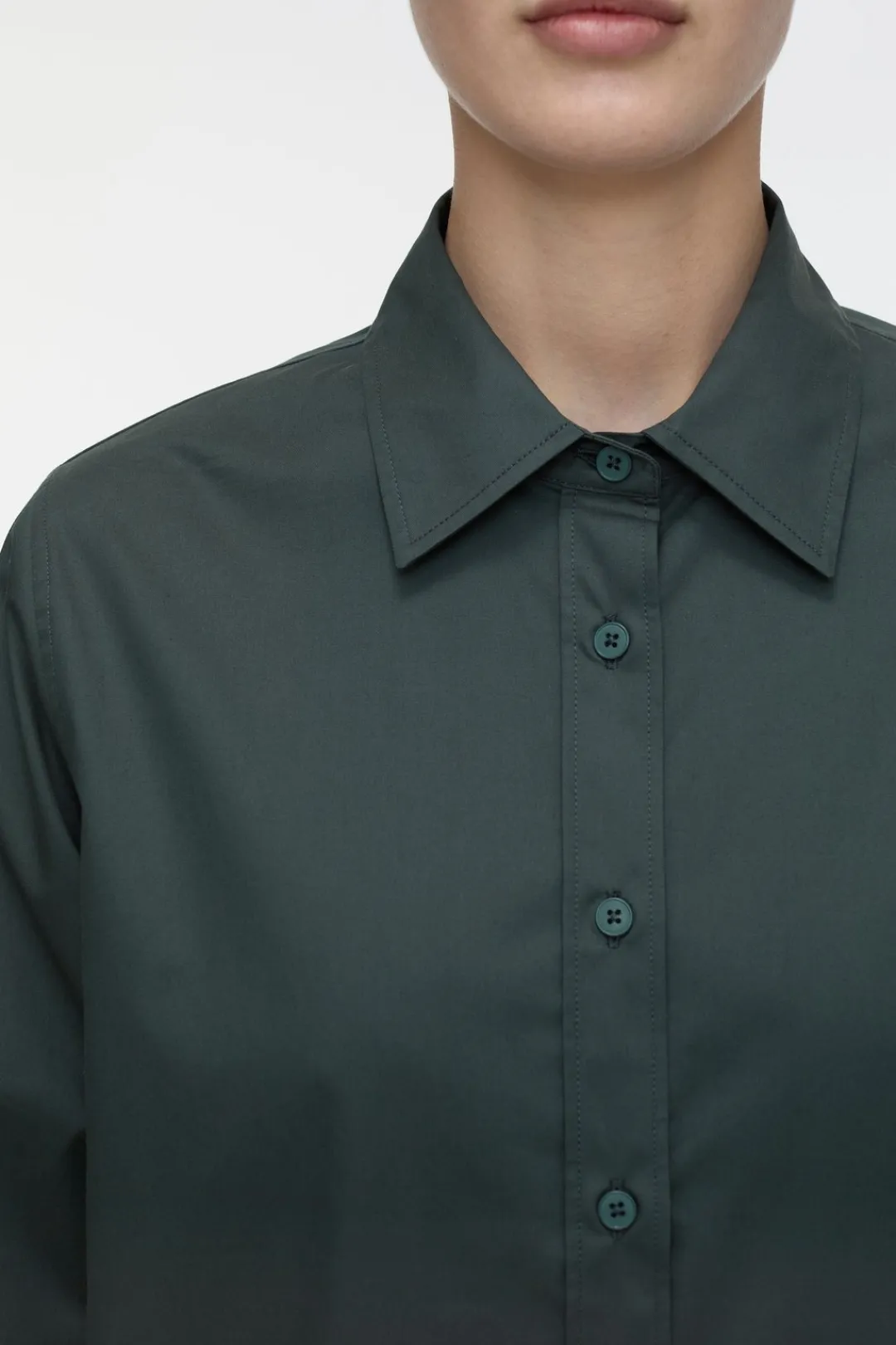 Closed Cotton poplin blouse Pini green Best