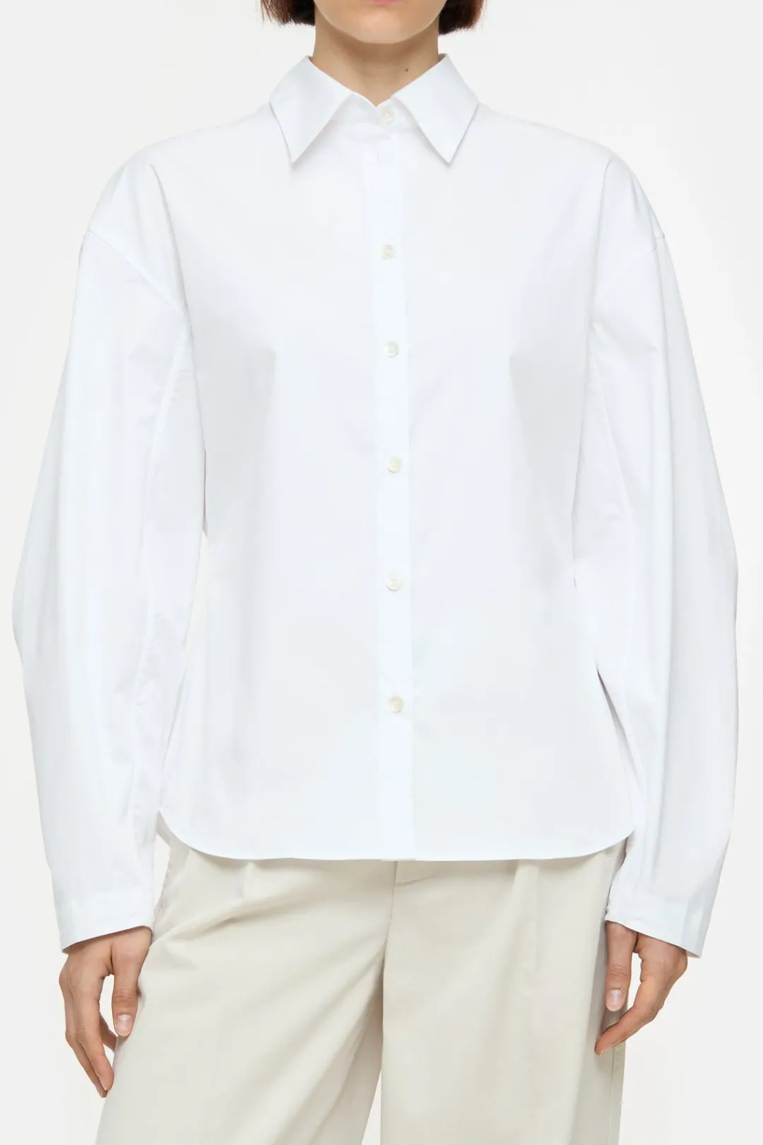 Closed Cotton Poplin Blouse White Outlet