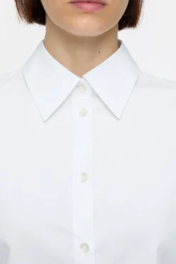 Closed Cotton Poplin Blouse White Outlet