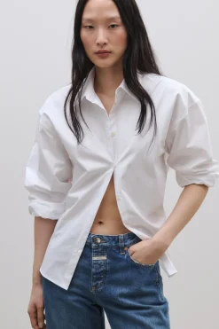 Closed Cotton Poplin Blouse White Outlet