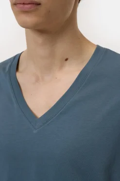 Closed Cotton V-neck T-shirt Graphite blue Discount