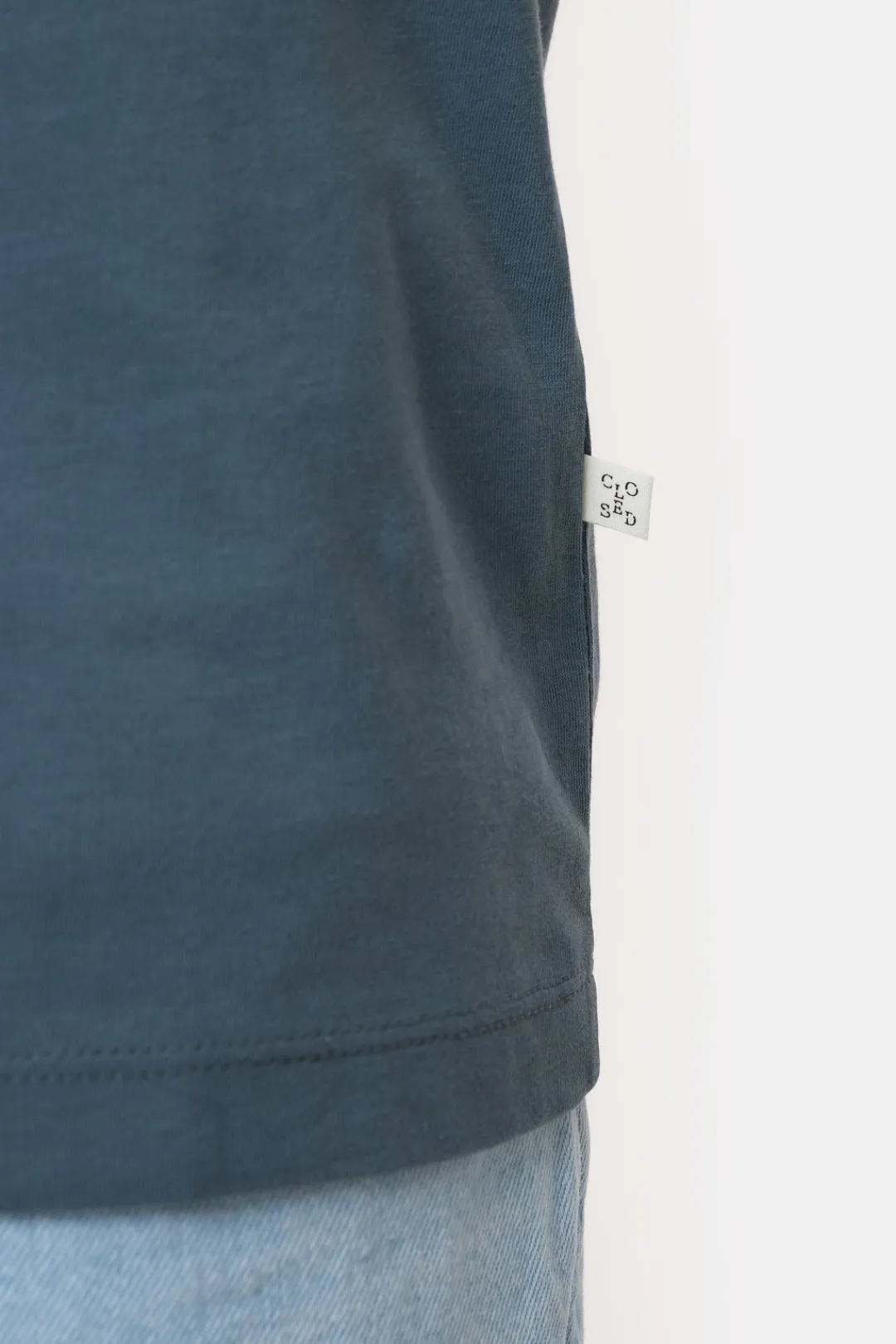 Closed Cotton V-neck T-shirt Graphite blue Discount