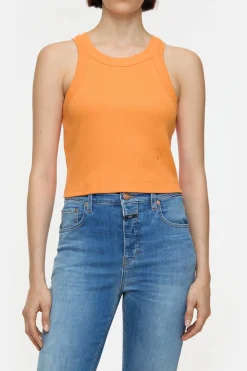Closed Cropped Racer Top Pumpkin orange Sale