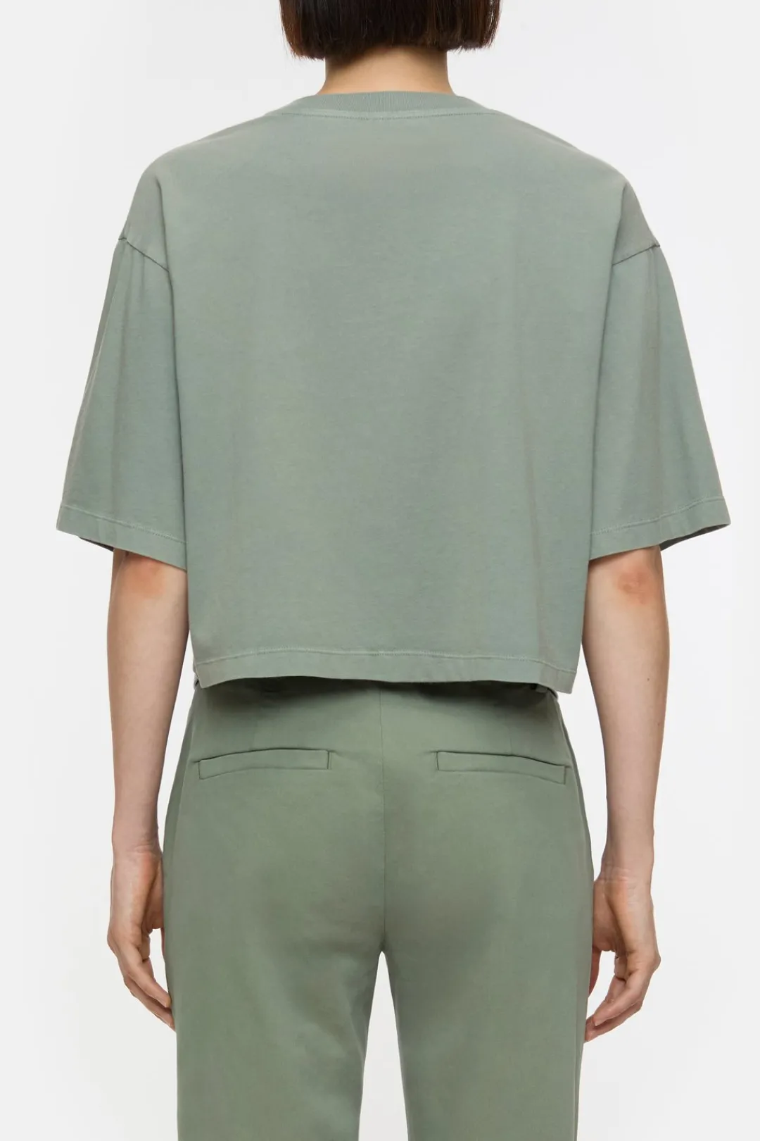 Closed Cropped T-Shirt Faded green Sale