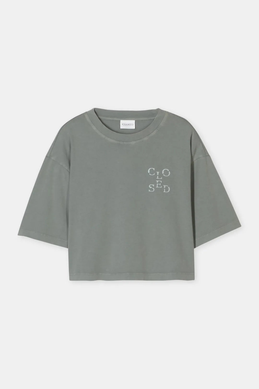 Closed Cropped T-Shirt Faded green Sale