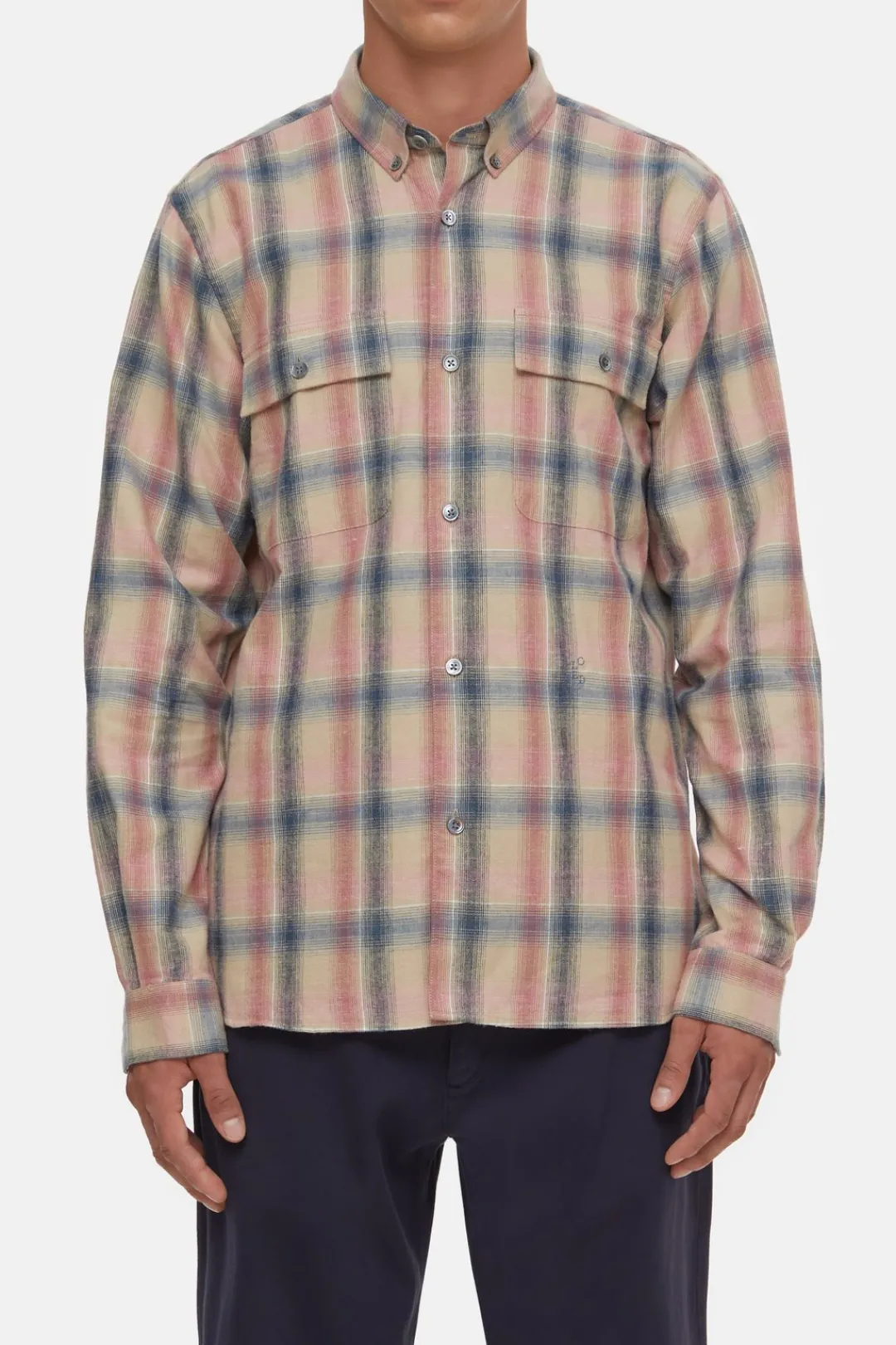 Closed Flannel Shirt rose dust Hot