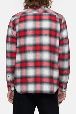 Closed Flannel shirt Hibiscus red