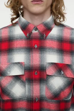 Closed Flannel shirt Hibiscus red