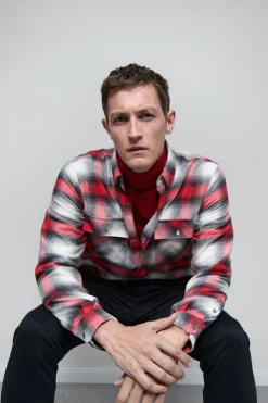 Closed Flannel shirt Hibiscus red