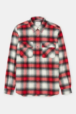 Closed Flannel shirt Hibiscus red