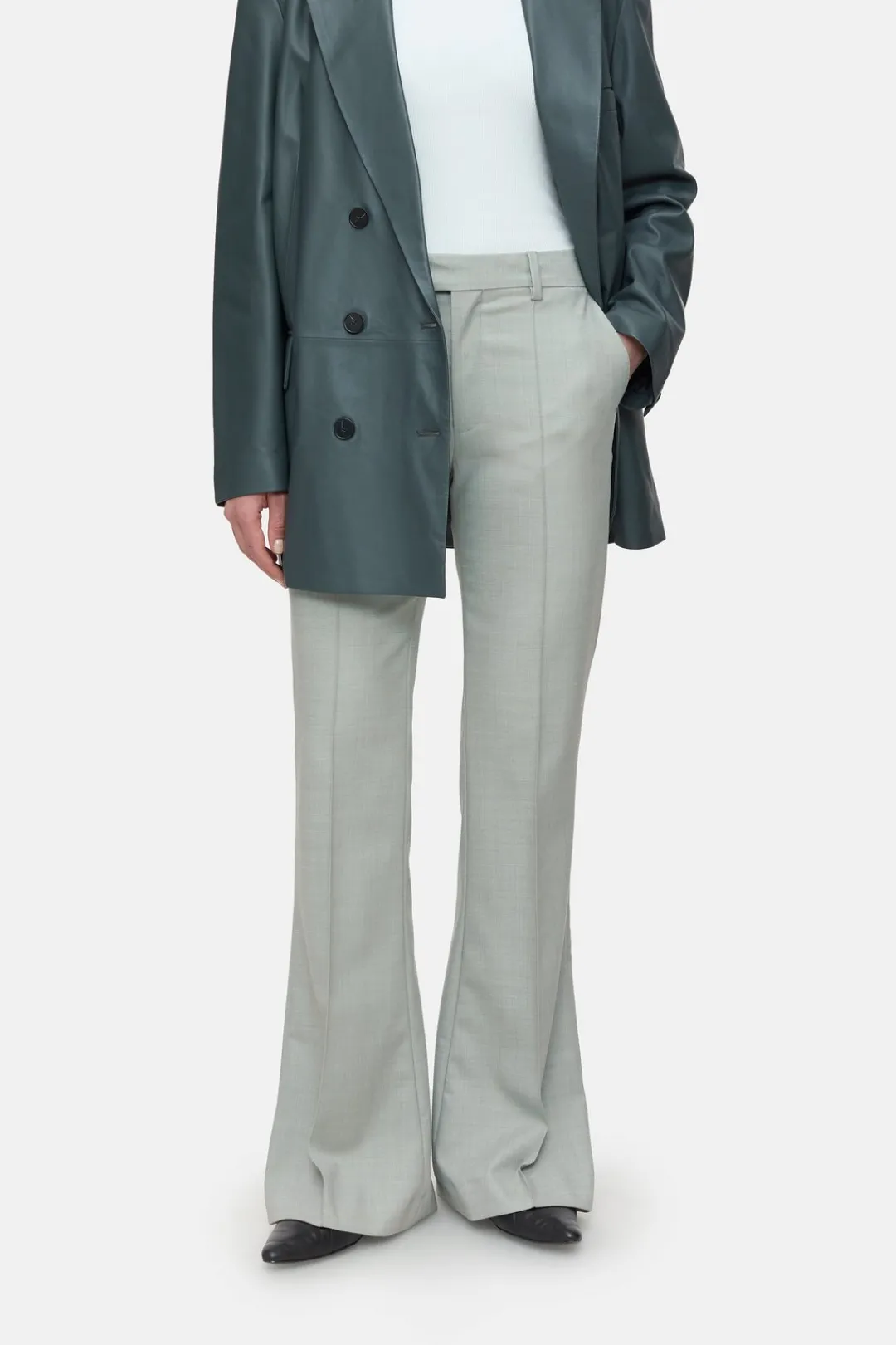 Closed Flared Pants - Style Name Denair Pastel olive Clearance