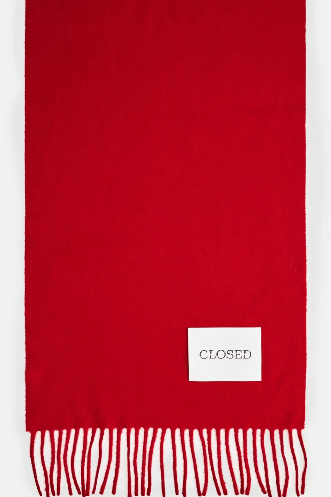 Closed Fringed scarf made from virgin wool Chili pepper red Outlet