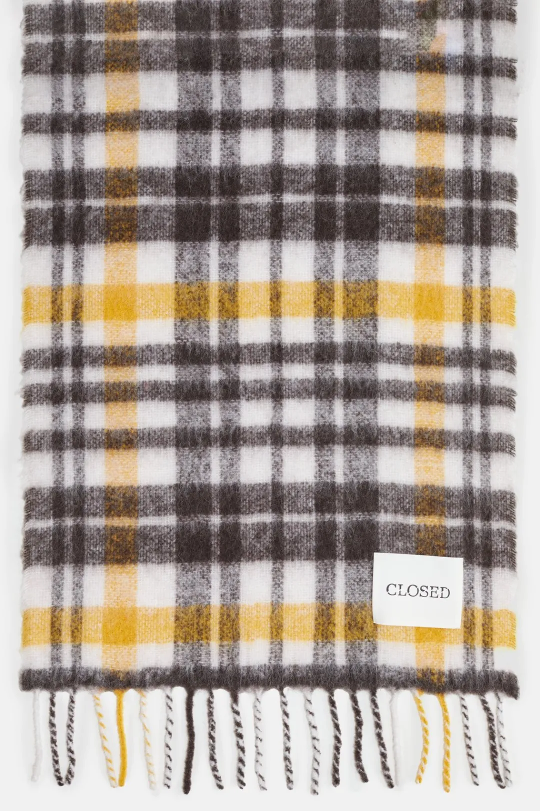 Closed Glencheck scarf made from alpaca mix Irish coffee Online
