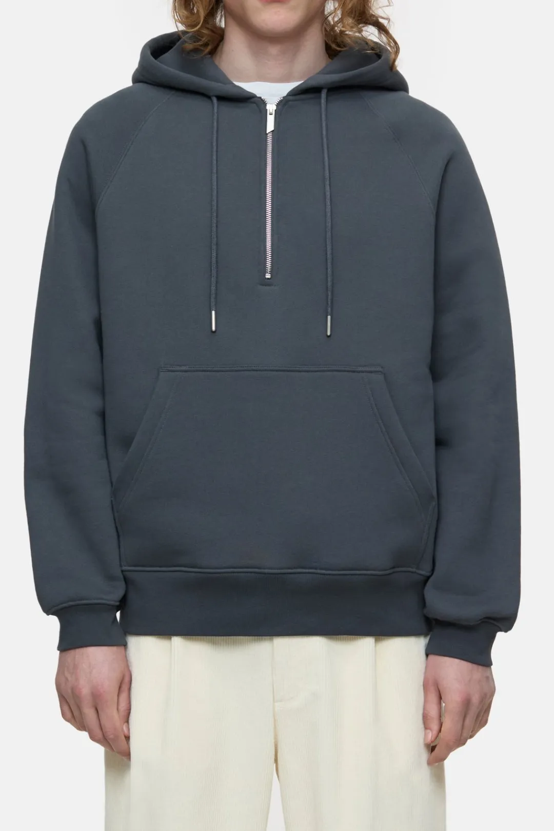 Closed Half-Zip Hoodie Shadow blue New