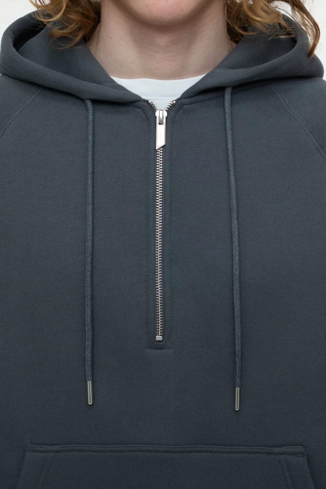Closed Half-Zip Hoodie Shadow blue New