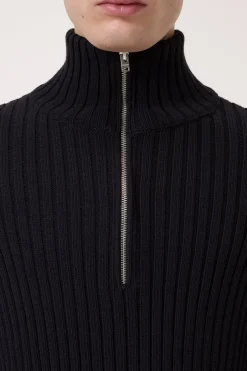 Closed Half-zip jumper in cotton blend Black Outlet