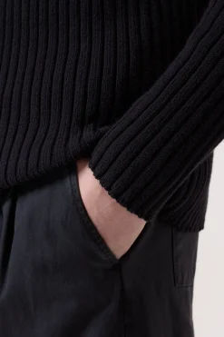 Closed Half-zip jumper in cotton blend Black Outlet