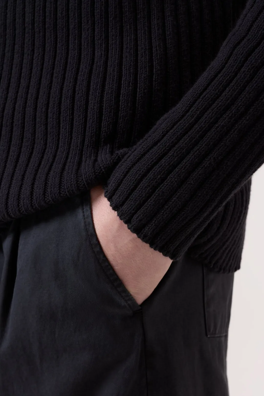 Closed Half-zip jumper in cotton blend Black Outlet