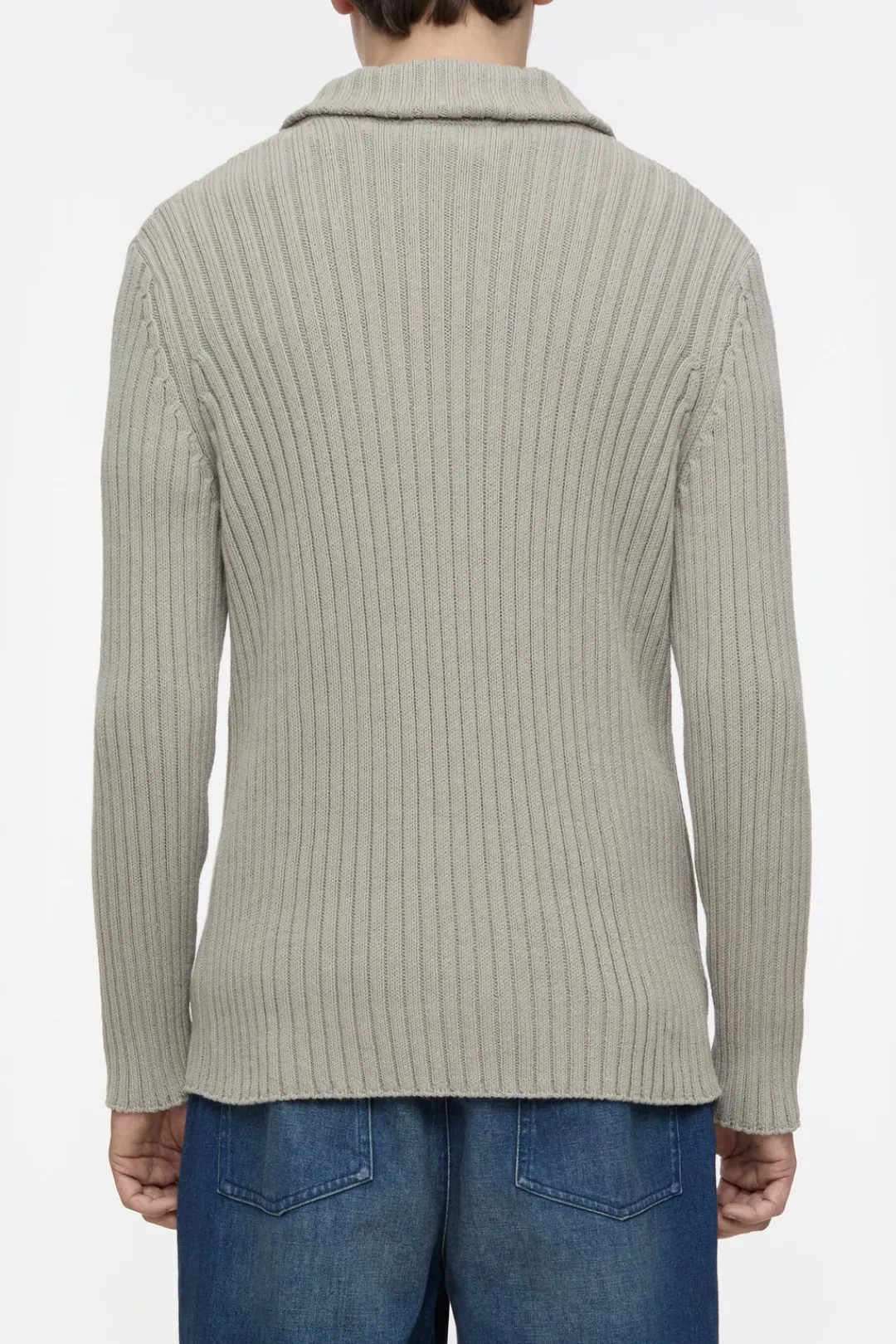 Closed Half-zip jumper in cotton blend Mud grey Discount