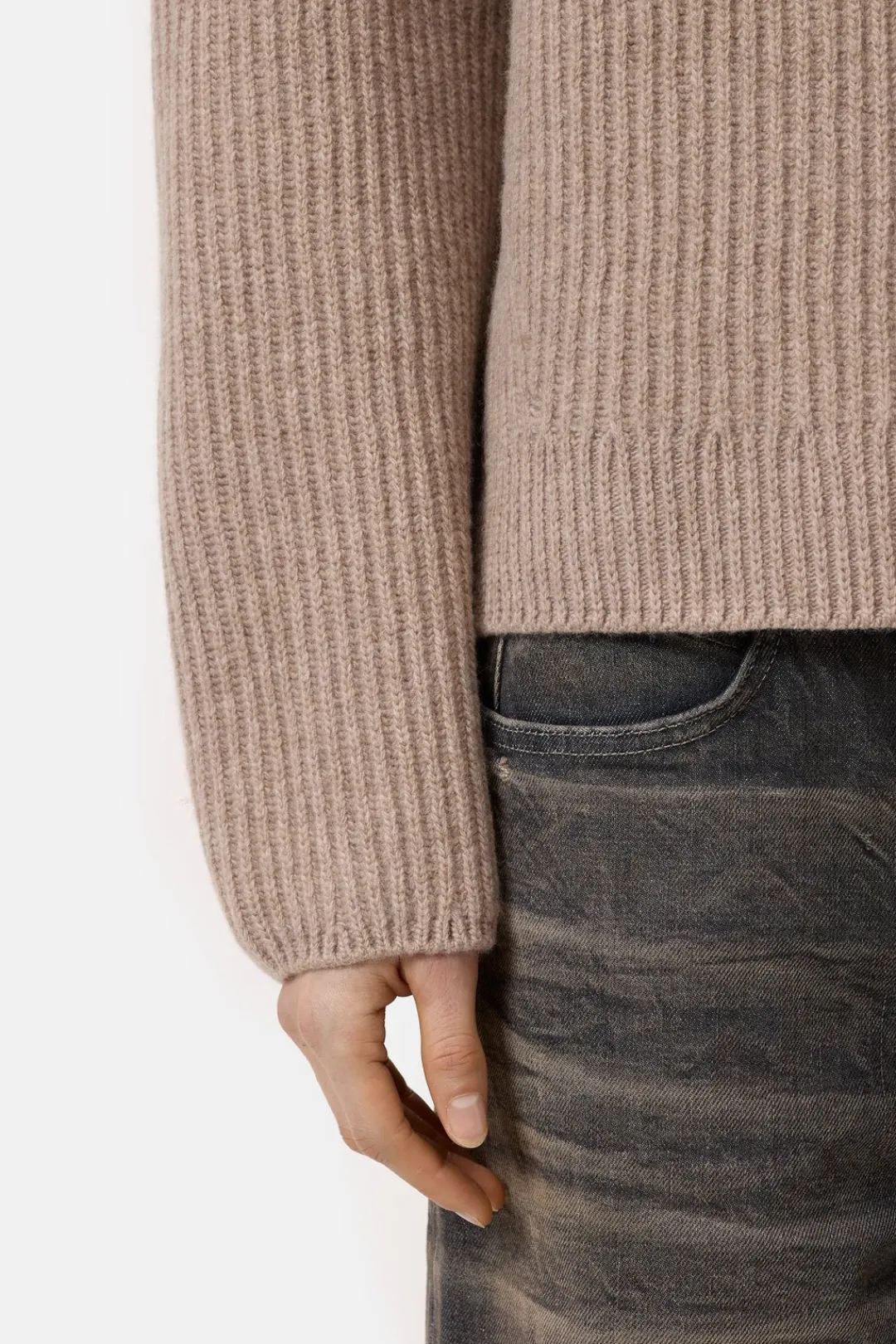 Closed Half-zip jumper made from wool biscuit Online