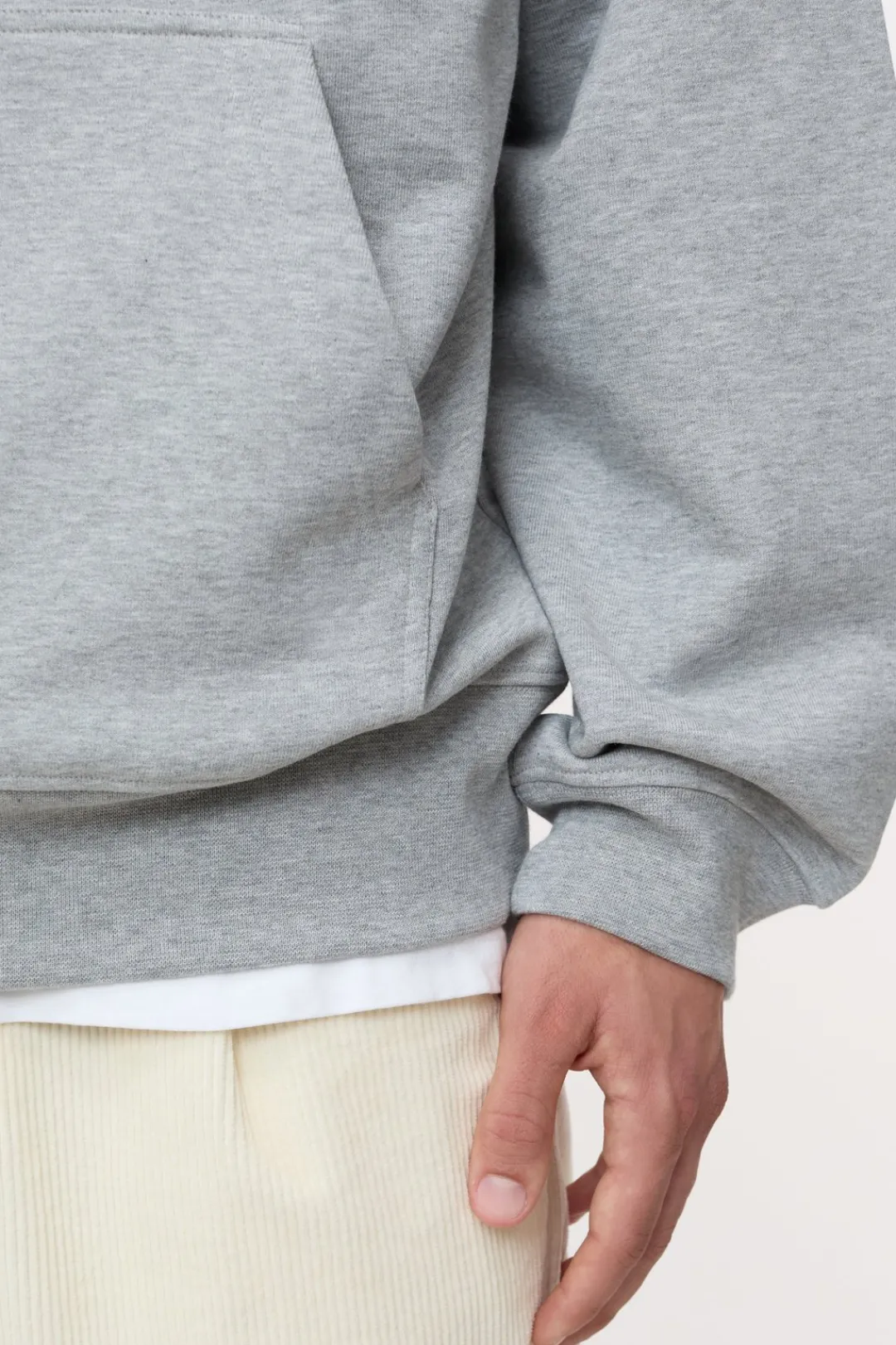 Closed Hoodie with logo Light grey melange Outlet