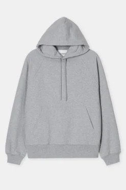 Closed Hoodie with logo Light grey melange Outlet