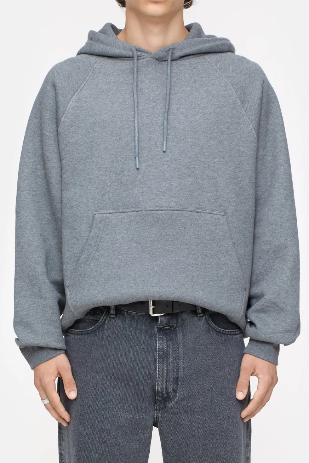 Closed Hoodie with logo Dark grey melange