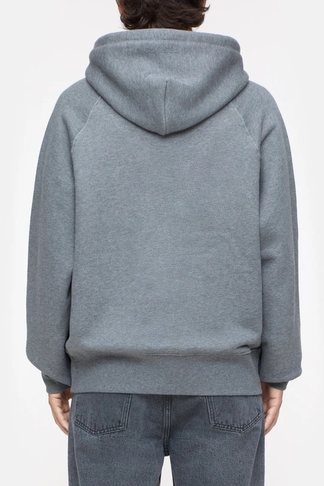 Closed Hoodie with logo Dark grey melange