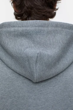 Closed Hoodie with logo Dark grey melange