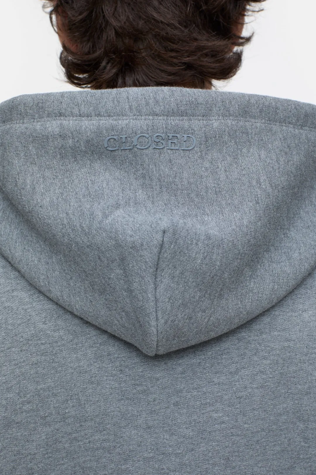 Closed Hoodie with logo Dark grey melange