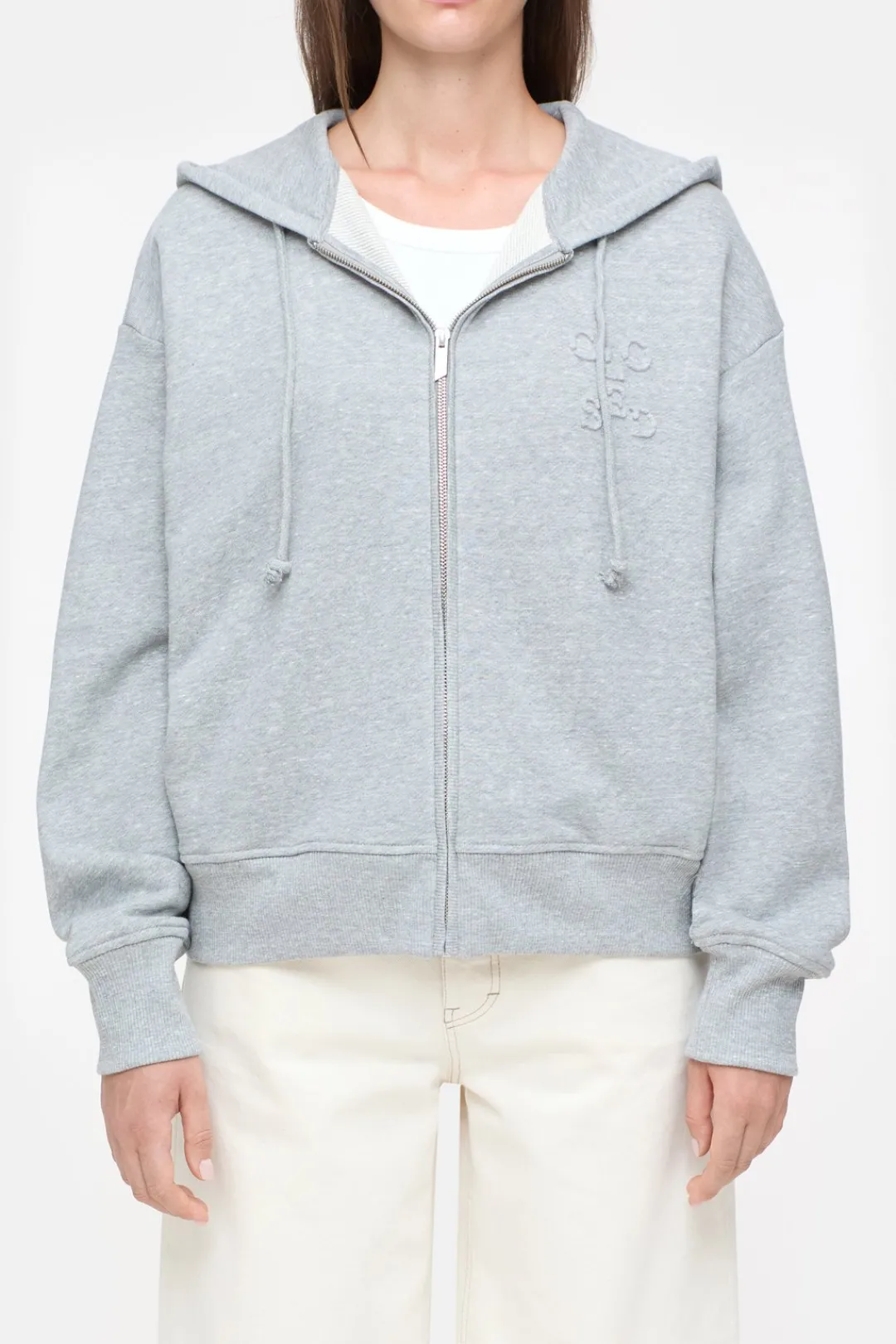 Closed Hoodie with zipper Light grey melange New