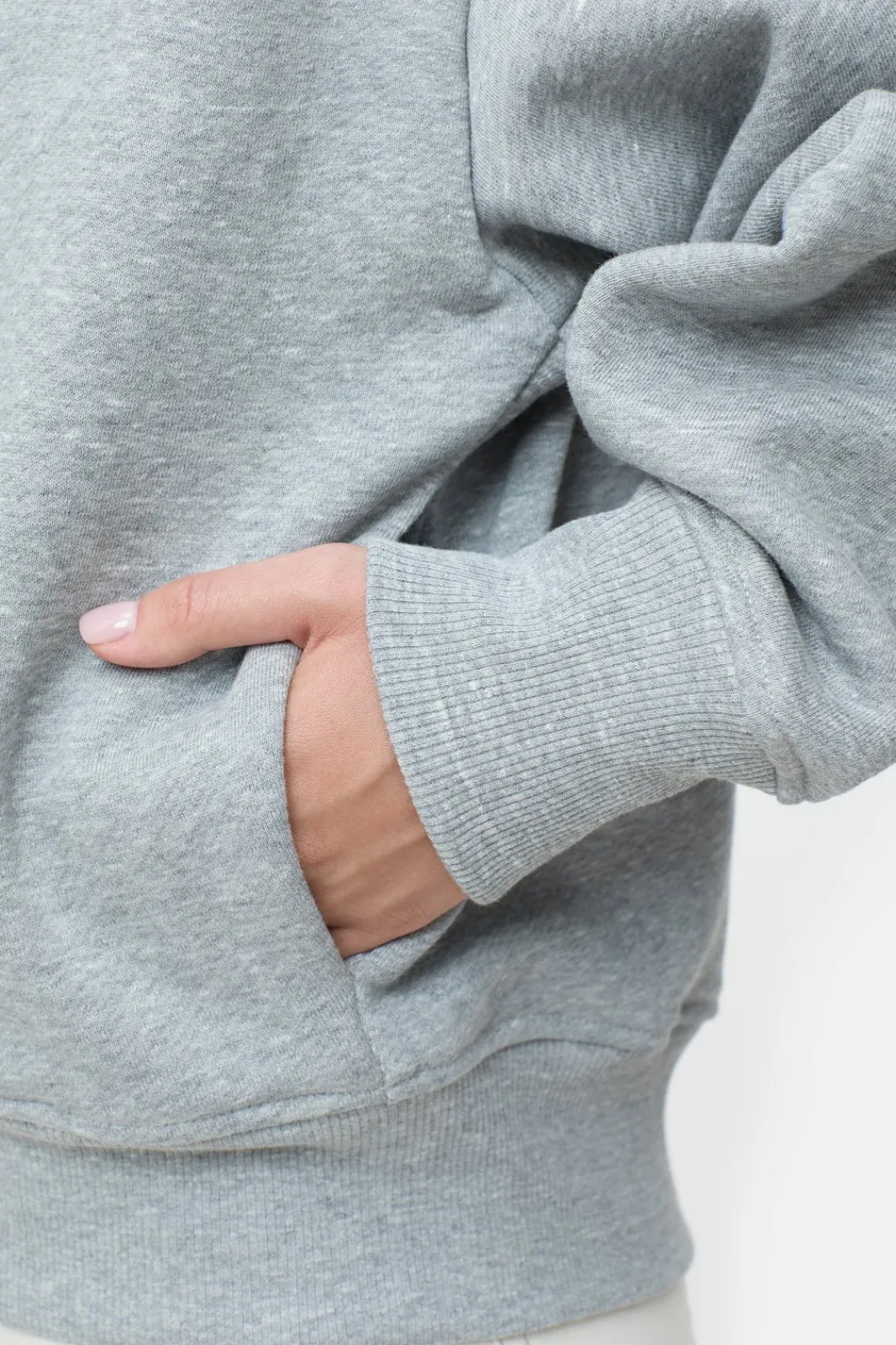 Closed Hoodie with zipper Light grey melange New